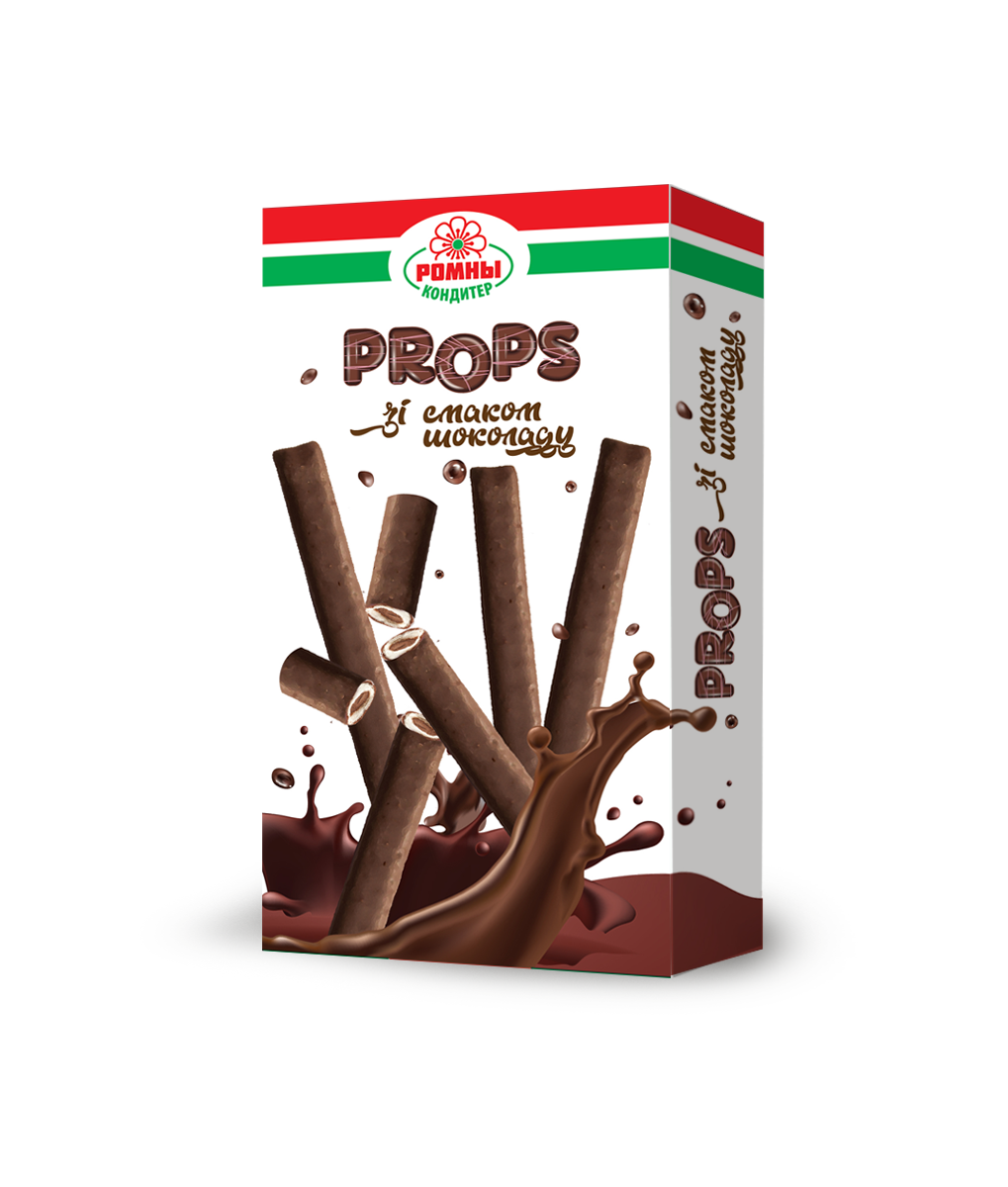 Хрусткі трубочки глазуровані «PROPS» молочний зі смаком шоколаду